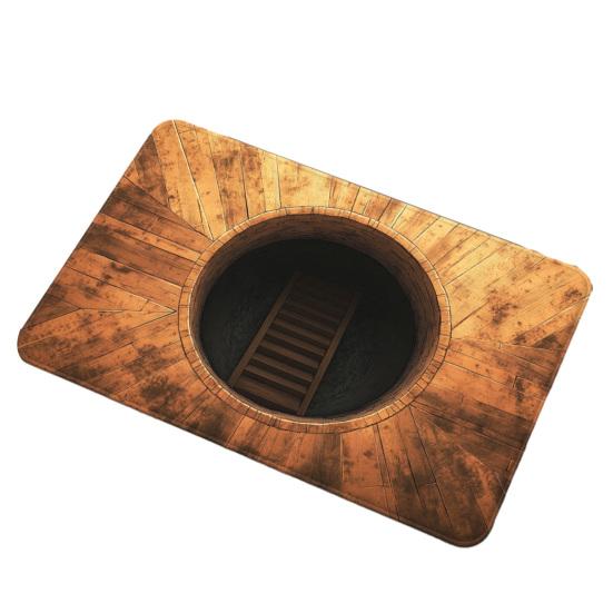 3D Floor Mat with Realistic Hole Illusion Non-Slip Crystal Velvet Rug Hallway Living Room Entryway Door Mat Home Decor