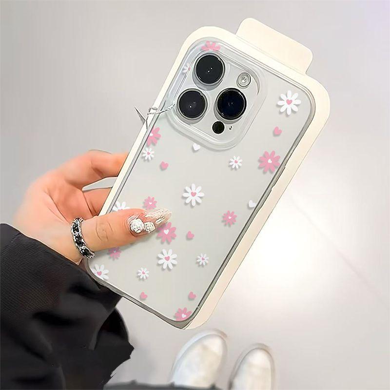 Pink butterfly flower is suitable for Apple 14promax mobile phone case 15 16 soft case 11 matte through 16pro simple XS