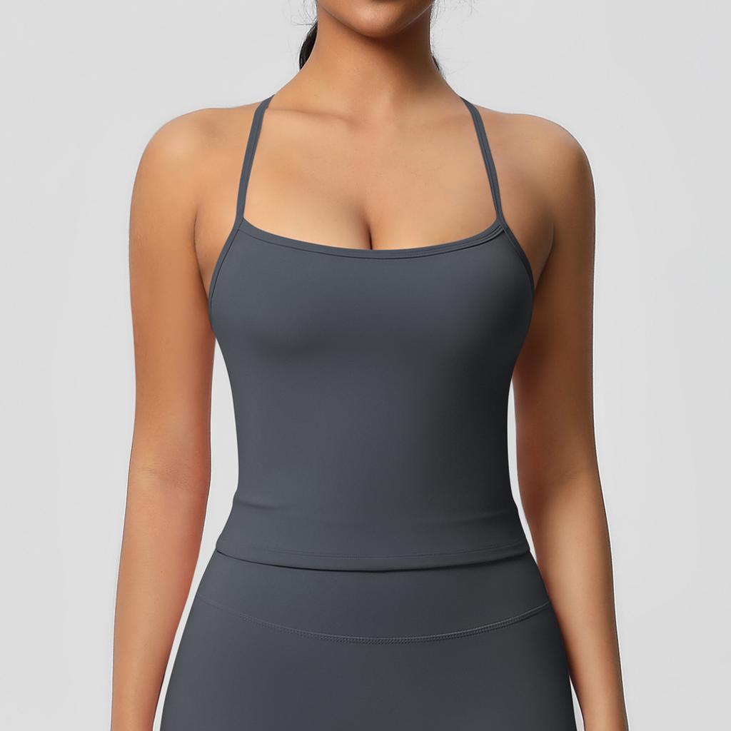Double Sided Brushed Solid Color Tight Back Long Sports Bra, Running Fitness Yoga Suit, Vest For Women