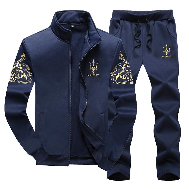 

2026 Youth Games Men s Embroidered Stand-Up Collar Sweatshirt, Solid Color, Long-Sleeved Cardigan Set for Spring and Autumn M темно-синий