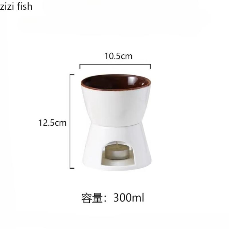 Ceramic Chocolate Pot Heating Furnace Ice Cream Cup Cheese Bowl Dessert Plate Pastry Plate Chocolate Fondue Fruit Bowl Dish