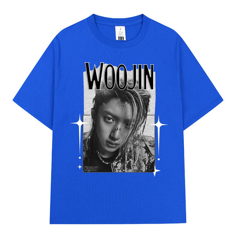 Korean Kpop Hip Hop Group Lngshot WOOJIN Tshirt Unisexs Women Clothing Fashion Tees Oversized Cotton Short Sleeve Tops Fan Gifts