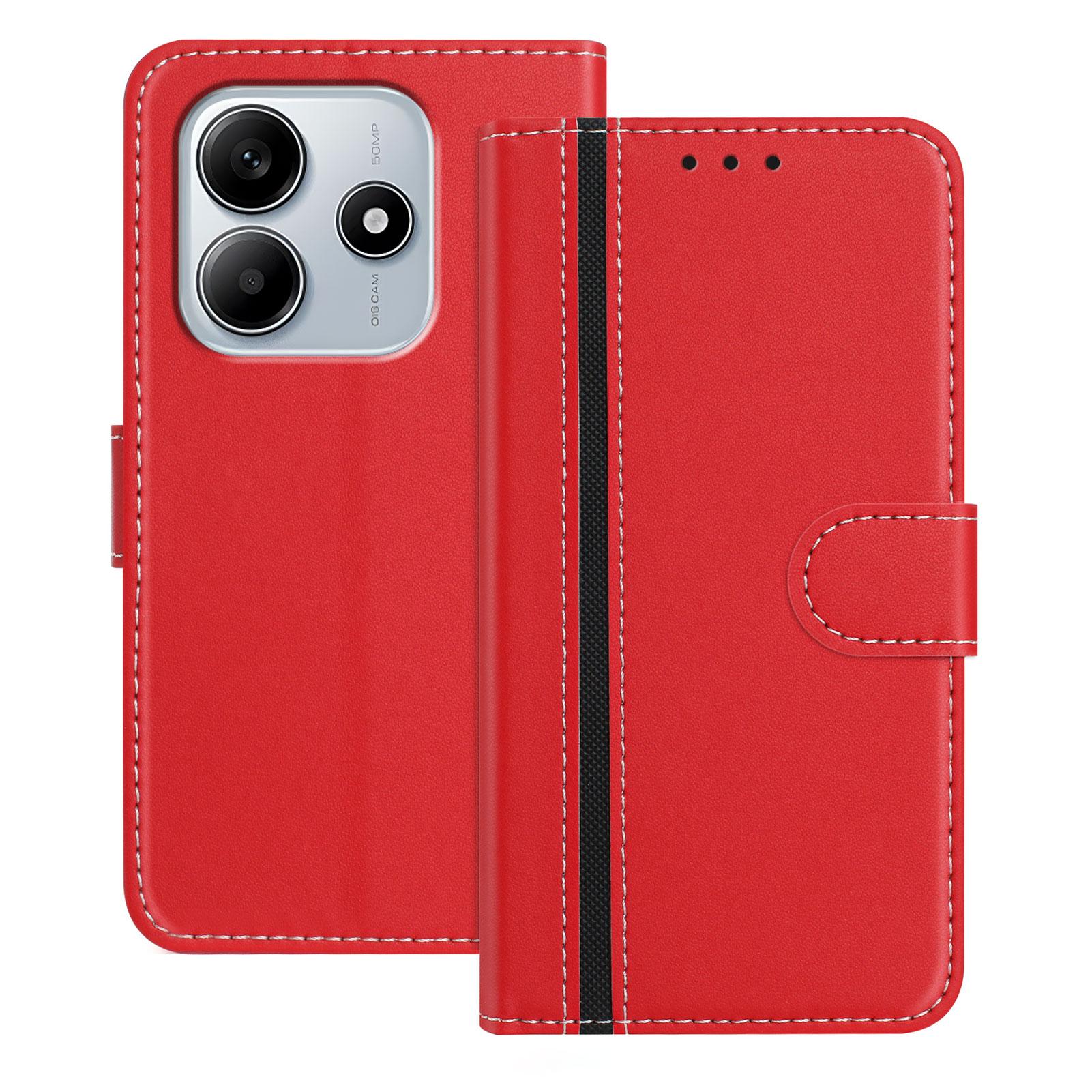 

For Xiaomi Redmi Note 14 5G Phone Cases Wallet Stand Color Splicing Leather Cover with Magnetic Clasp A
