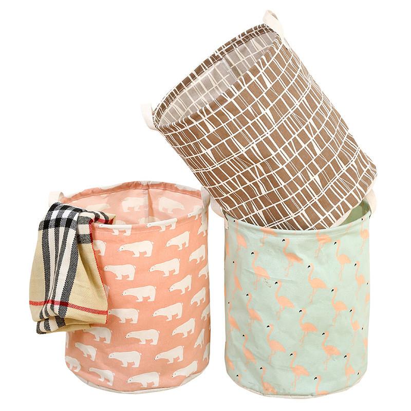 Collapsible Cotton Linen Laundry Basket With Handle For Clothes And Storage In Modern Home Decor