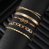 5Pcs/ Set Bohemia Minimalism Multilayer Love Heart Hollow Out Open Mouth Bracelet Set for Women Metal Chain Bangle Zircon Gifts