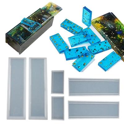 Juego de moldes de silicona y resina epoxi, caja de almacenamiento de dominó, contenedor, molde artesanal, 1 Juego