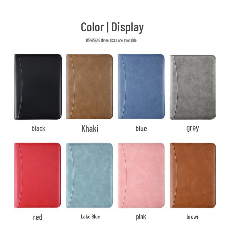 B5 Loose-Leaf Business Notebook with Calculator – Thick Cowhide Multifunctional Stationery
