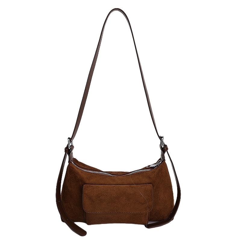 Autumn and winter retro underarm bag women's 2025 new suede fleece small square bag simple one-shoulder crossbody bag drop shipping