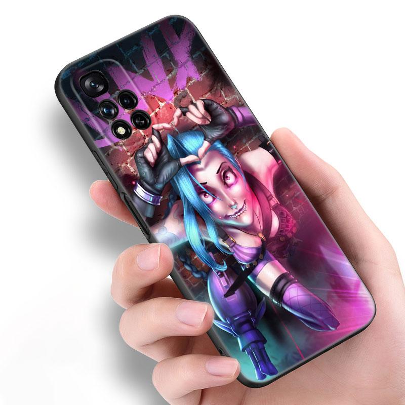 Arcane Jinx Anime Black Silicone Phone Case For Xiaomi POCO X3 X4 NFC F5 M3 M4 M6 X5 X6 Pro F3 F4 GT 5G C55 C65 M5