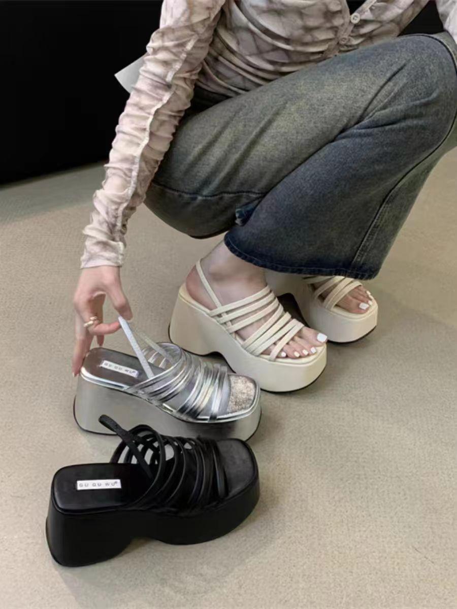 Летняя мода женская обувь на толстом каблуке-маффине — фото 9