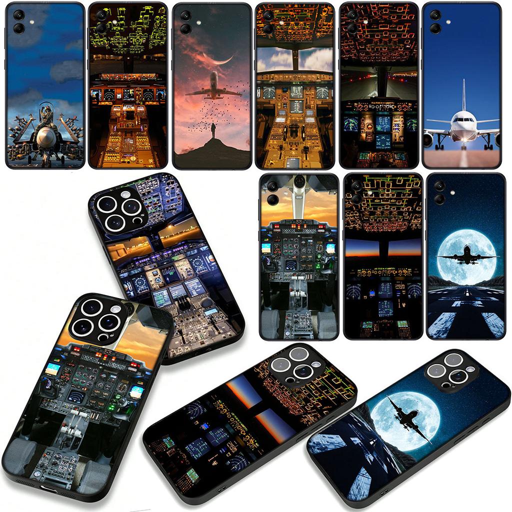 Aircraft Travel Cover Phone Case for Samsung Galaxy A55 A54 A25 A36 A17 A26 A35 A33 A34 A14 A37 S8 S9 S20 S21 FE S10 Plus