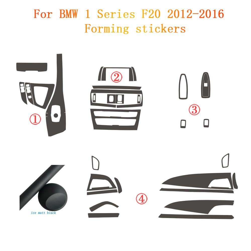 For BMW 1 Series F20 2012-2016 Interior Central Control Panel Door Handle 5D Carbon Fiber Stickers Decals Car Styling Accessorie