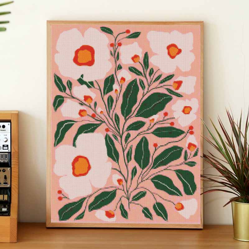 DIY Full Drill Diamond Painting Kit Pink Aesthetic Floral Art Rhinestone Art Canvas for Cozy Home Decor Gift Wall Art Craft Decorations
