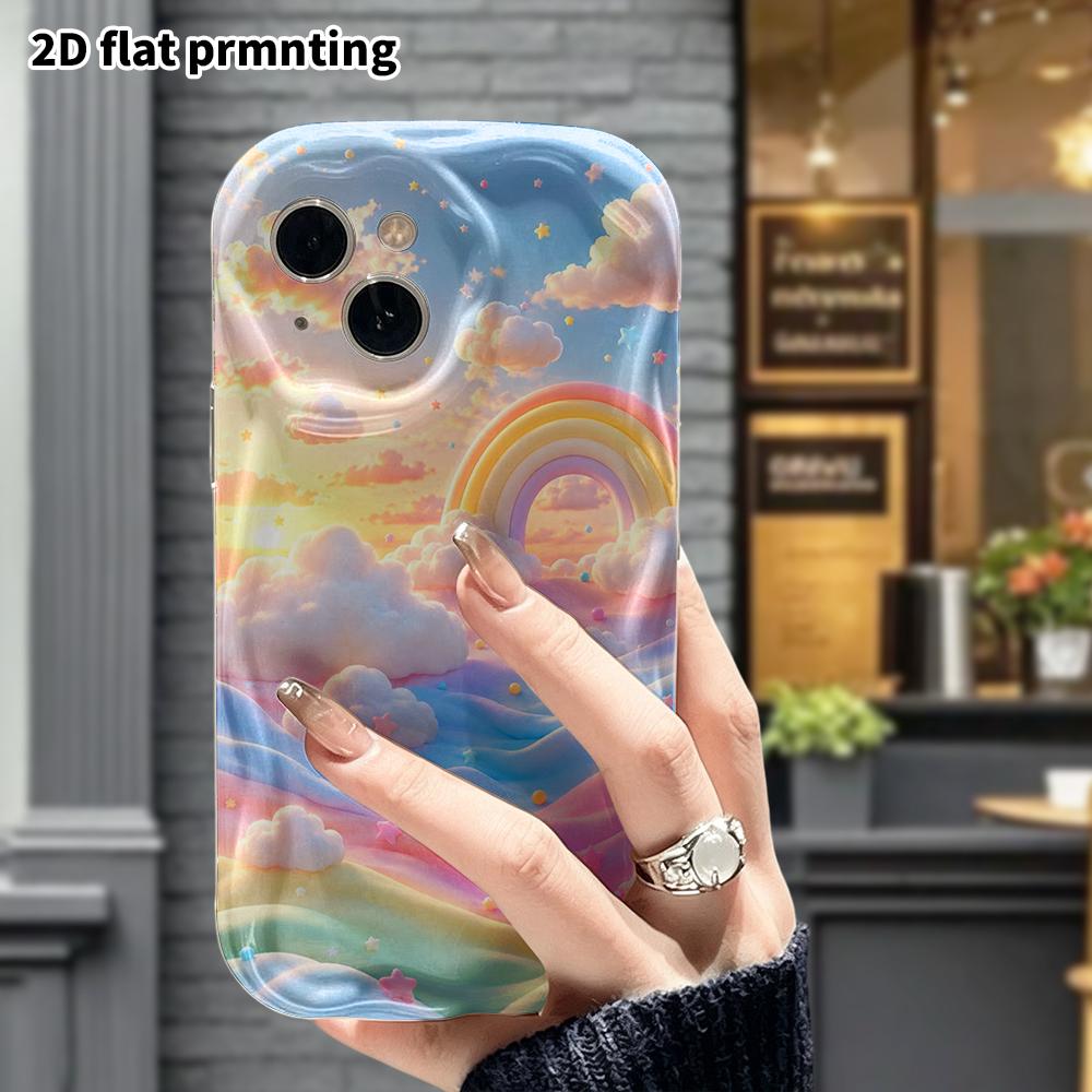 Phone Case: 2D Flat Design Suitable for iPhone 18 17 16 15 14 13 Pro Protective Case, Dreamy Sky, Perfect Christmas and Halloween Holiday Gift