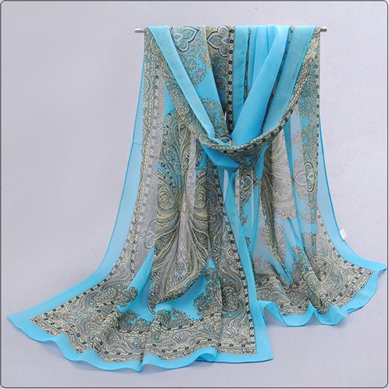 10 Colors Fashion Women Chiffon Scarf Polyester Print Autumn Summer Pattern Silk Scarves Shawl
