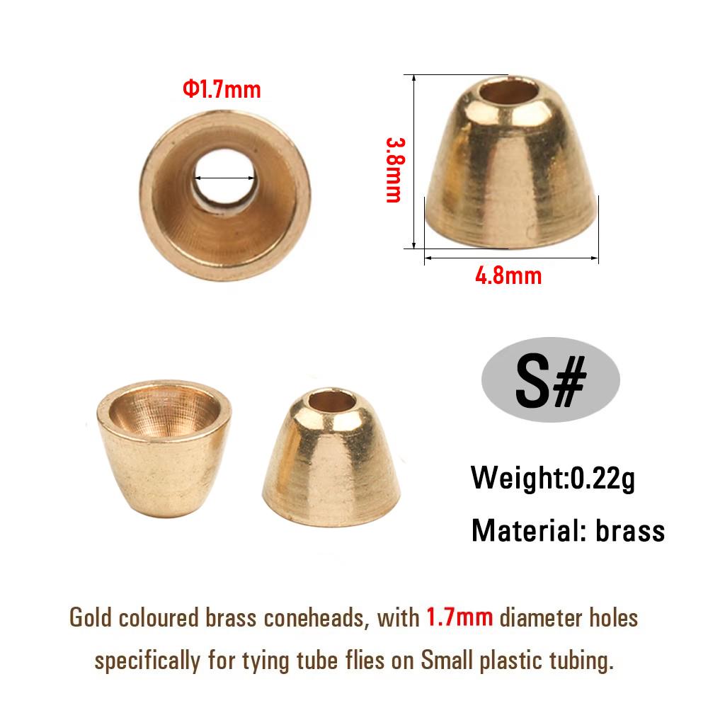 50 Stück Messing Conehead Perlen Fliegenbinden Materialien für Tubenfliegen Woolly Buggers Streamer Salzwasserfliegen Forellenangelköder