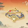 Chinese Style Hollow Fan Charms Stainless Steel Enamel Red Sun Cloud Pendants for DIY Earrings Necklace DIY Jewelry Making Gifts