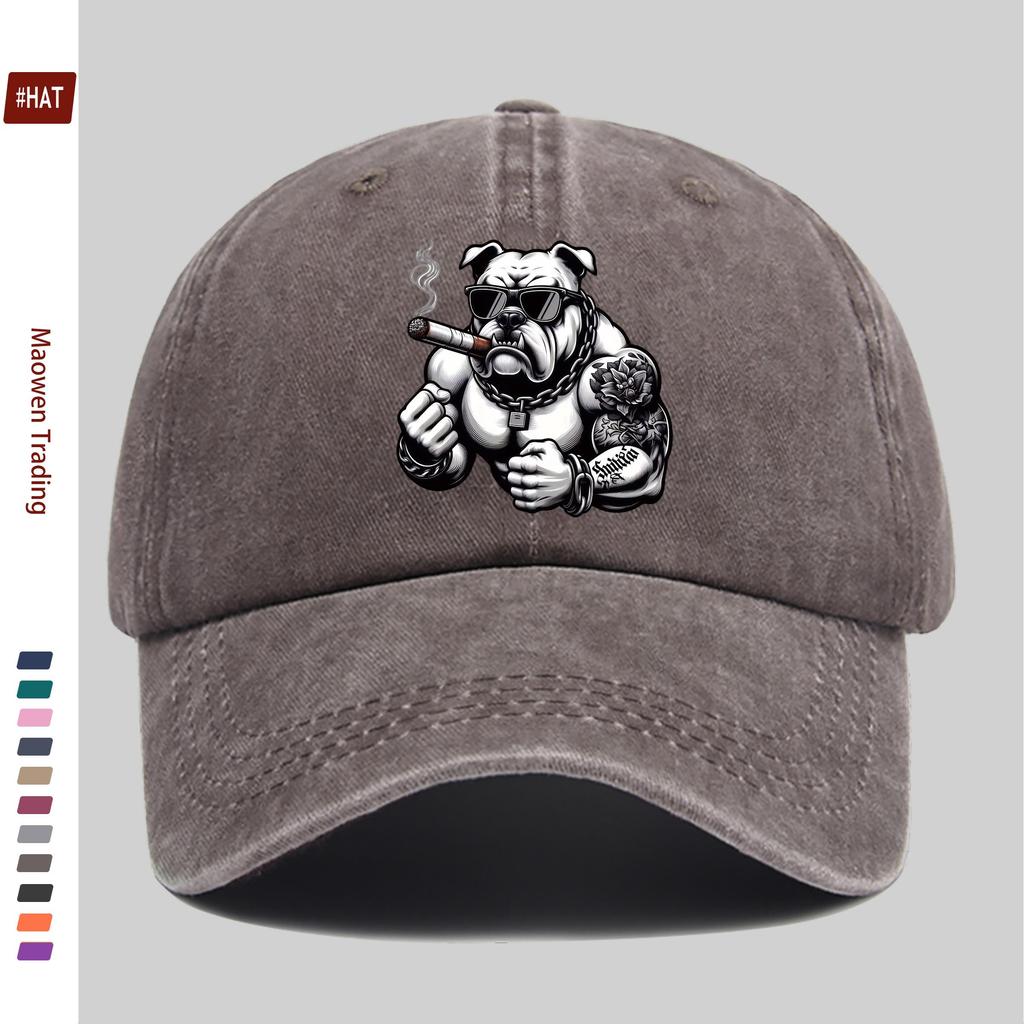 Pc Bulldog Print Trucker Cap Suitable for Dating Outdoor Sports Beach Vacations Parties Adjustable Buckle Strap Lightwei