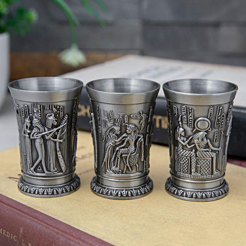 30ML Ancient Egypt Metal Shot Glass Bar Home Cocktail Liquor Copper Cup Short Wine Glasses Pharaoh Cleopatra Rameses Ra God