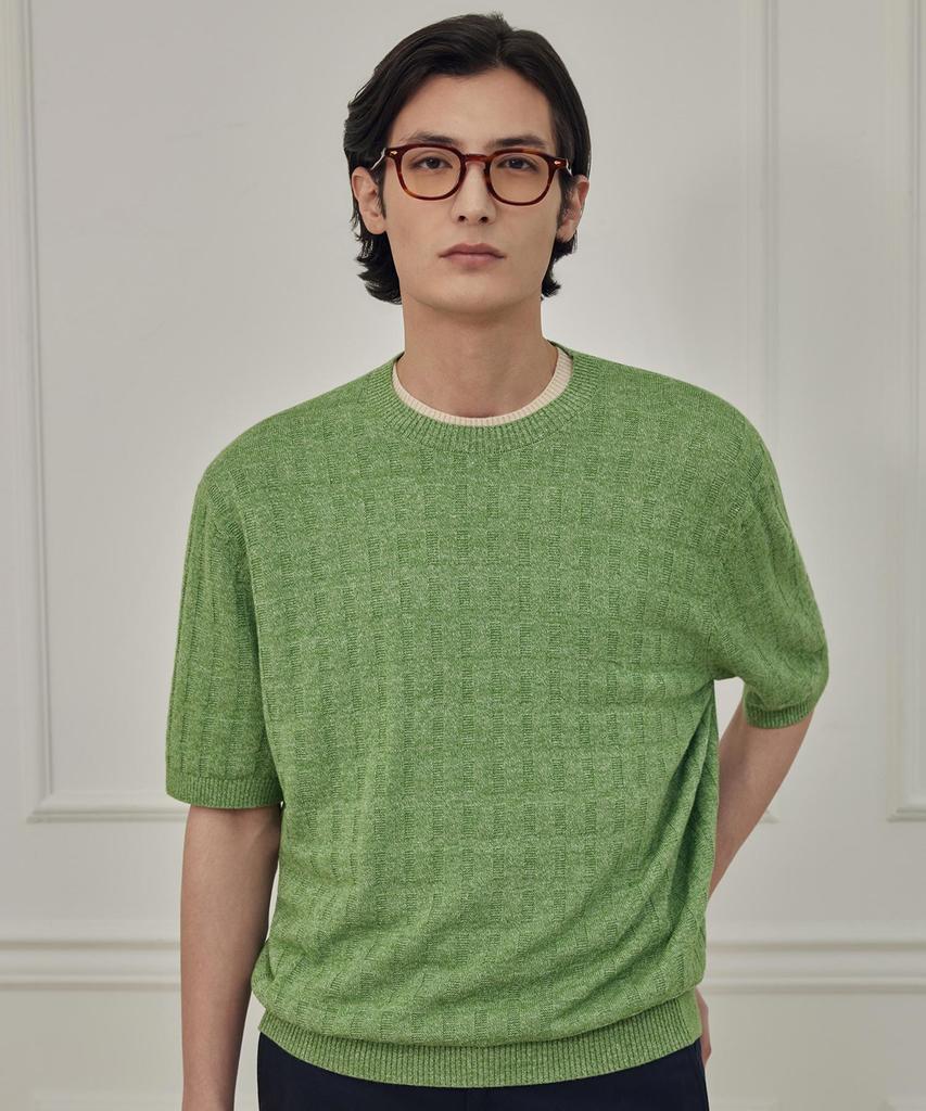 THEKNITCOMPANY Abyss Linen Brick Crewneck - Verdant Green