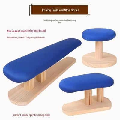 Sgabello & Tavola da Stiratura Multifunzionale Rotonda Imbottita in Legno Massello e Ferro
