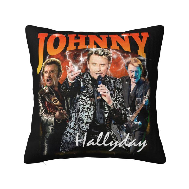 French Rock Music Johnny Hallyday Cushion Cover Polyester Throw Pillow Case Living Room Decoration Bedding Sofa Pillowcase