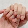 Short Nude Ombre Blush Nail Stickers with Diamond Accents - Removable Finished Manicure