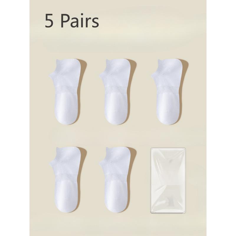 

5 пар мужских летних тонких нескользящих сетчатых носков-невидимок из хлопка, не скатывающихся, дышащих, с мелким вырезом 5 Pairs чистый белый