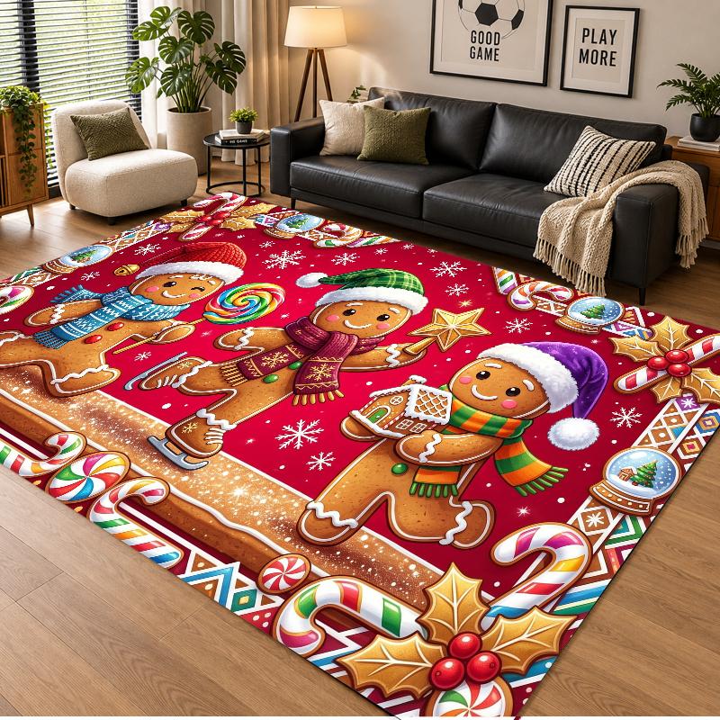 Tapis de sol thème Noël, Tapis doux, Décoration de fête intérieure pour la maison