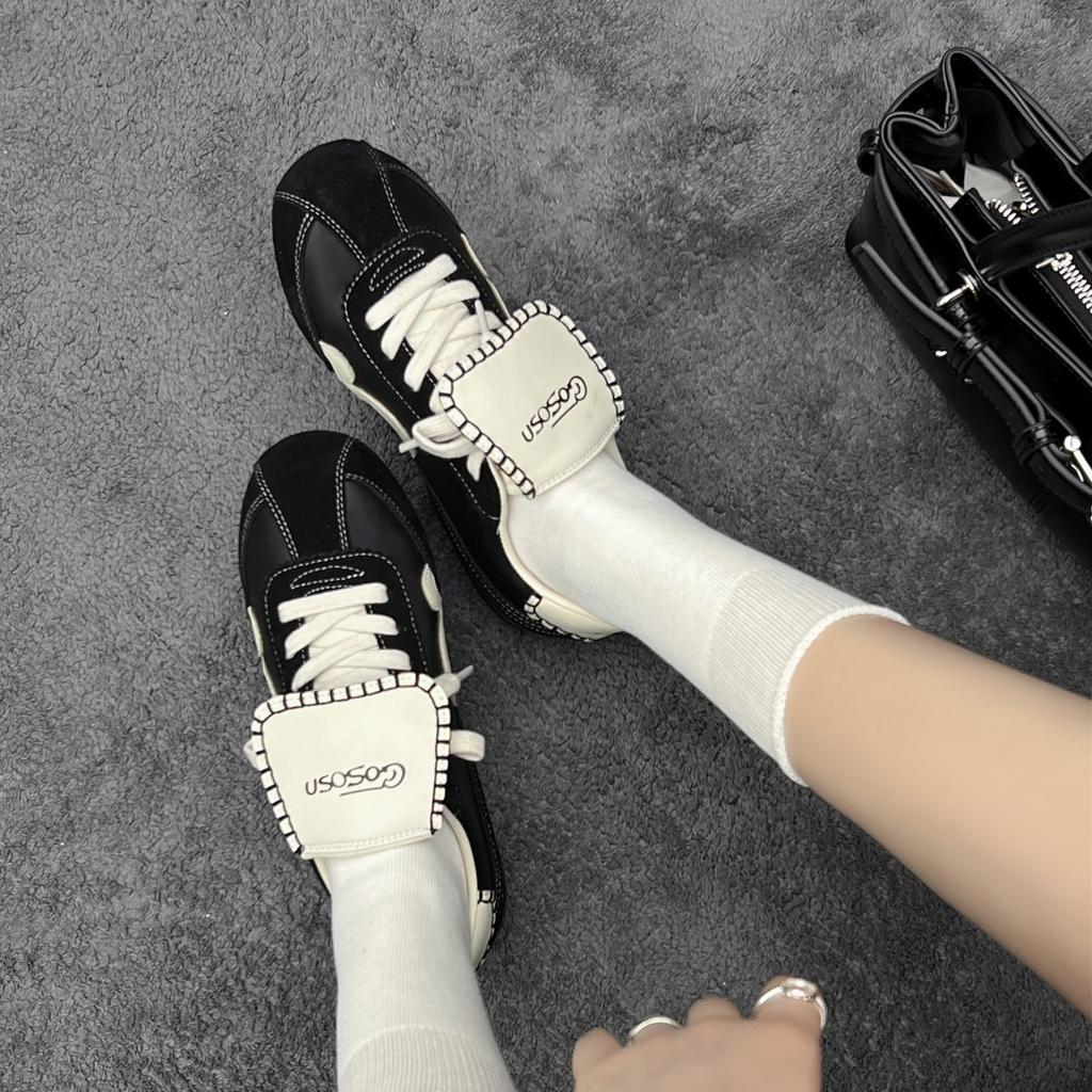 Sheepskin Version! Retro Flip German Training Shoes Women's 2025 New Inner Height Increase Round Head Casual Shoes Forrest Gump Shoes Sports Shoes