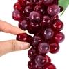 Realistic Artificial Grapes Bunches Decorative Green Grass Artificial Faux Fruits Simulation Fake Fruits Decorations