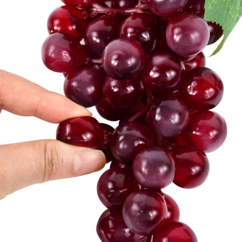 Realistic Artificial Grapes Bunches Decorative Green Grass Artificial Faux Fruits Simulation Fake Fruits Decorations