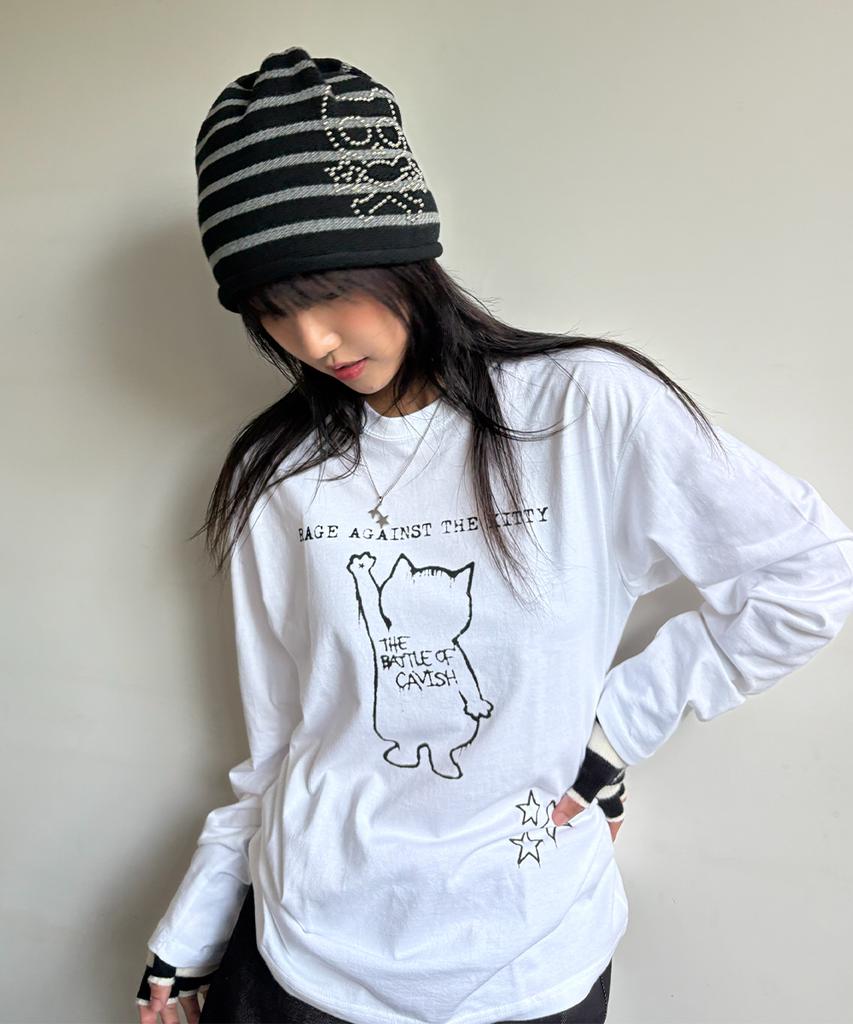 CAVISH Skull Cat Striped Beanie Black(Cv2Ffuab32A)