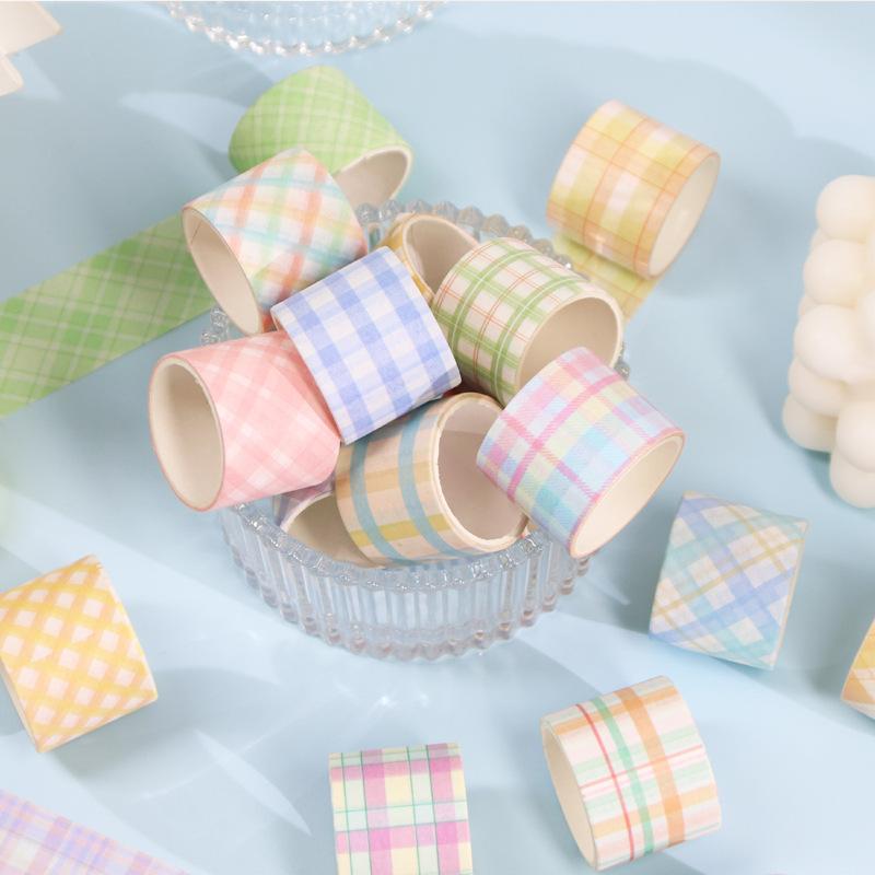 30/60Rolls Grid Washi Tapes Set Cube Tartan Check Paper Adhesive Masking Tape Decoration Stickers