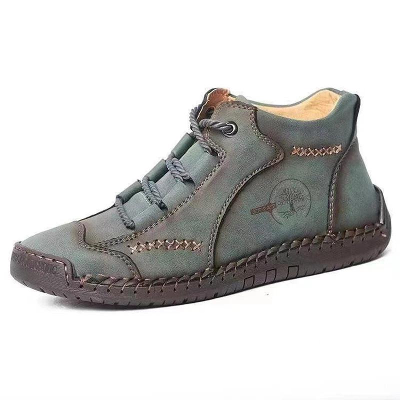 Fashion 2024 Men's Leather Boots Flat Outdoor Boots Men's Casual Shoes Cowhide Hiking Shoes Anti Slip Wear-resistant Autumn Winter Shoes