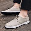 Fashion Trendy New Minimalist Beige Men's Leather Casual Shoes Soft Soles Comfortable Loafers for Office Men's Business Work Shoes