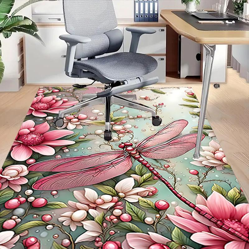 1PC Dragonfly, Flowers Carpet Ultra Soft, Thick & Absorbent, Non Slip Machine Washable Mat for Entryway