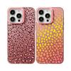 Pink Leopard Print Matte IMD Color Silver Hard Phone Case for iPhone 16E 17