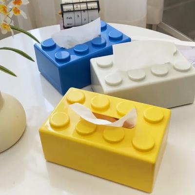 1ks Blokový design Krabička na kapesníky Zásobník na ubrousky Nádoba Koupelnový úložný box Obývací pokoj Ložnice Domácí dekorace Koupelnové doplňky