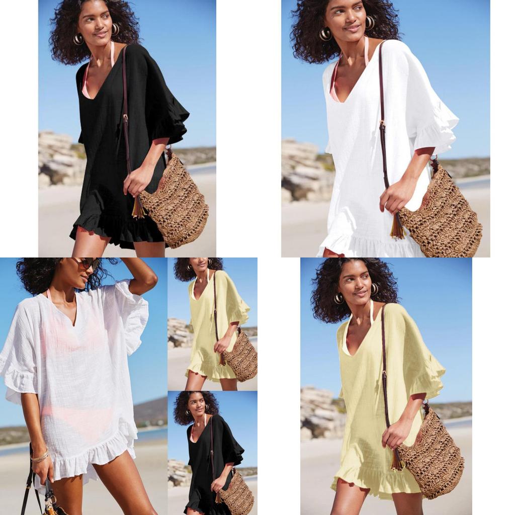 Beach Cover Up Dress With Tencel Blend Fabric For Summer Vacation Wear