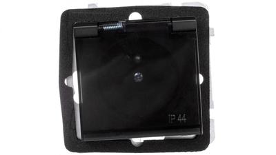 Sonata Splashproof Socket Z/U Ip44 With Shutters Transparent Flap Black Metallic Gph-1Rzp//33/D