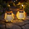 Metal Owl Solar Light, Outdoor Solar Owl Lantern, Waterproof Solar Powered Garden Light, Hanging Floral Owl Lantern for Patio Yard Porch