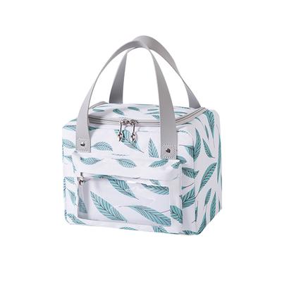 Lunchtasche Handheld Tragbar Große Kapazität Verdickt Warmhaltend Aluminiumfolie für Picknick Weiße Blätter