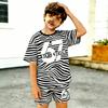 Zebra Stripes Leopard 67 Printed Men's T-shirt and Shorts 2 Piece Set Summer Casual Outfit for Men's and Women's Clothing Top