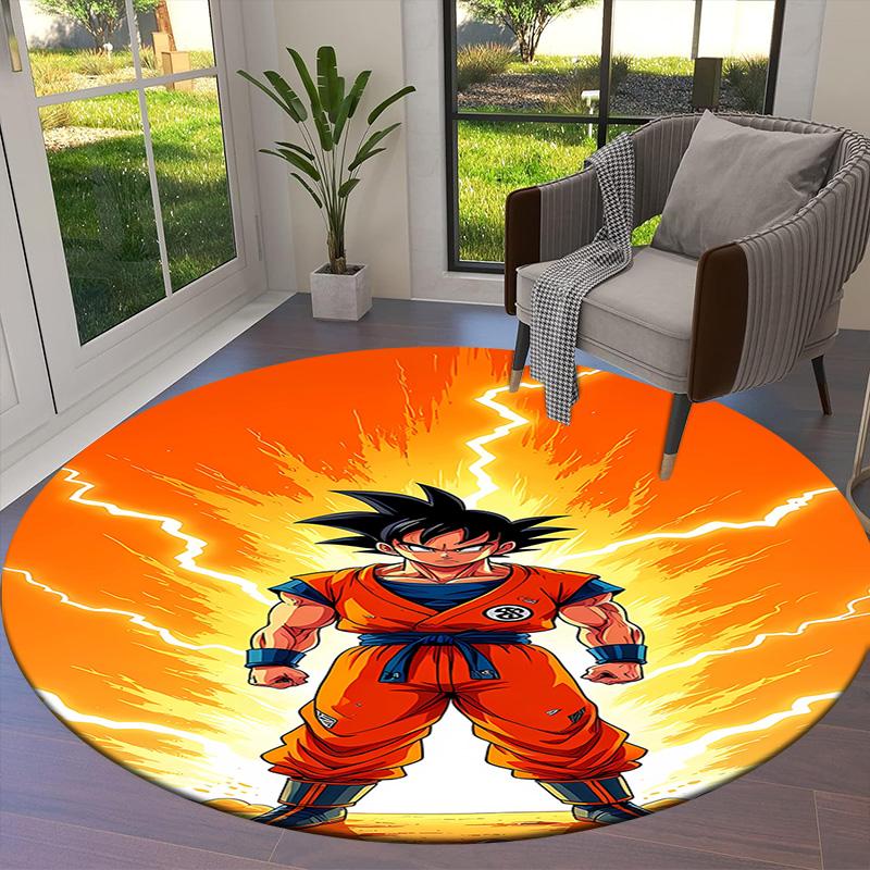 Son Goku Round Area Rug Carpet Rug For Living Room Bedroom Sofa Playroom Decor Nonslip Floor Mat