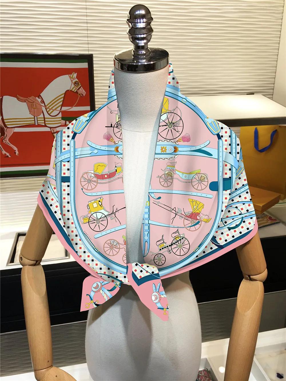 Yto Scarf Women's Carriage Chain Twill Silk Machine Edge Thin Shawl Large Square Scarf Headscarf Scarf Scarf For 90Cm