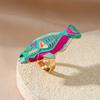 Open Design Drip Oil Rings Fish Shaped Rings Marine Creature Rings Enamel Band Rings  For Women