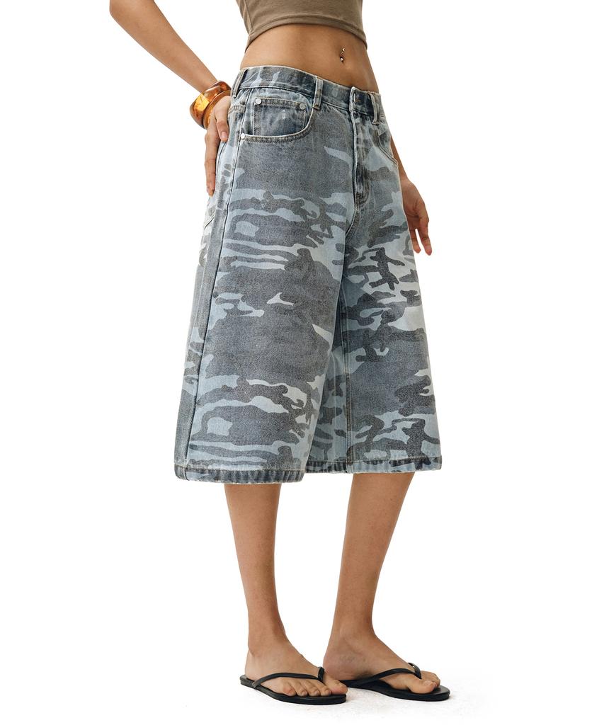 Deketeuumeon Camouflage Bermuda-Hose Dcwpt025Hellblau
