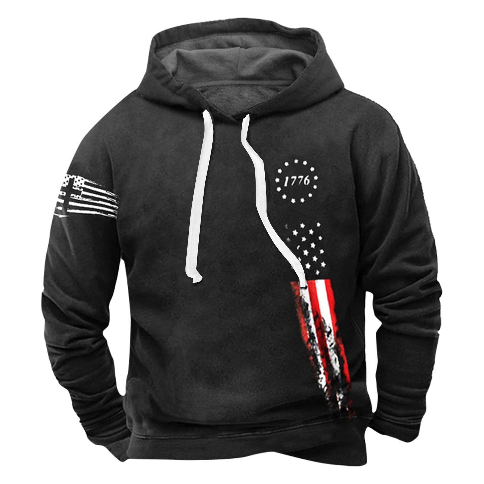 Модный свободный мужской и женский свитер с капюшоном с длинным рукавом и принтом L чёрный