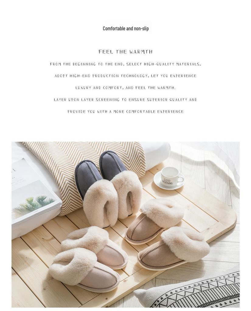 2023 Suede Cotton Slippers: Warm, Thick Wool for Men & Women, Ideal for Autumn & Winter